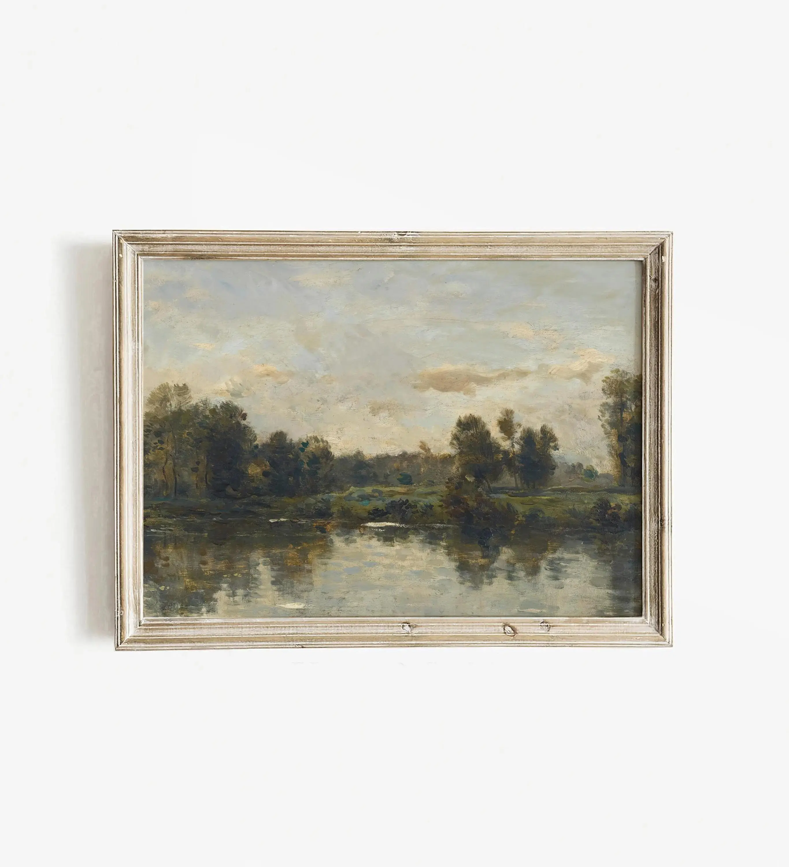 Vintage River Painting _ Countryside Landscape Print _ Living Room Decor _ Print Wall Art