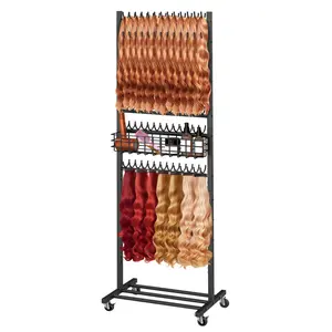 Braiding Hair Rack, Metal Braiding Rack Stand for Hair, 2-Sided 286 Pegs, Adjustable Standing Hair Extension Holder for Salon Hair Separator Braid Rack for Braiders