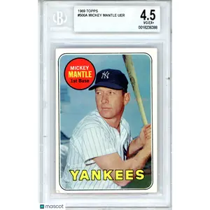 1969 Topps Mickey Mantle UER /No #500A BVG 4.5 New York Yankees
