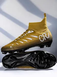 Professional Men's Football Shoes, Lace Up High Top Football Cleats, Outdoor Sports Training Shoes, Artificial Grass Anti Slip Competition Nail Shoes, Soccer Shoes, Football Boot
