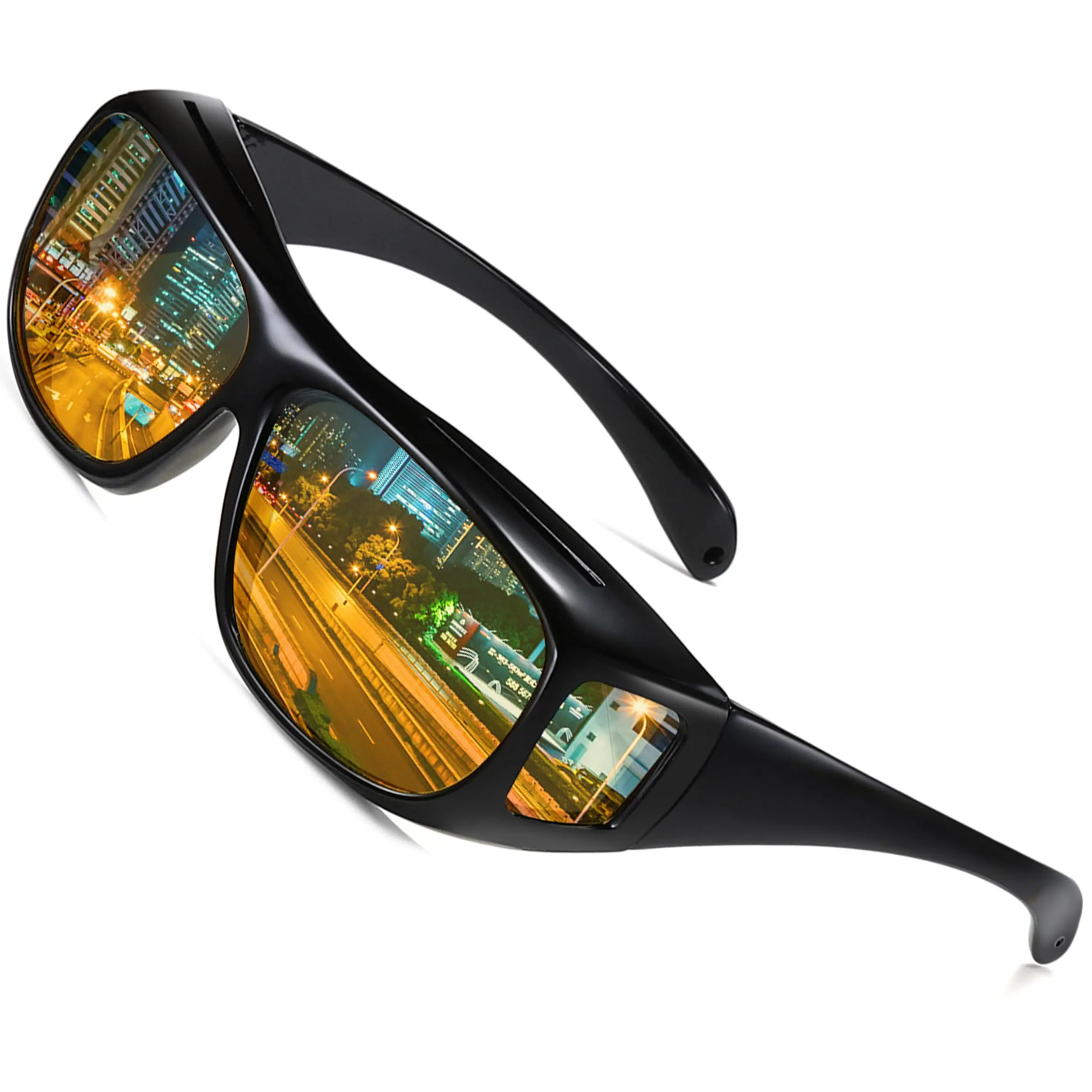 SHEENKELLY Men's Full Rim Wraparound Polarized Sunglasses with TAC Lenses for Night Sight Driving, UV Protection & Wind Shield, Sun Protective Eyewear, Styling Sunglasses, Men's Sunglasses Polarized