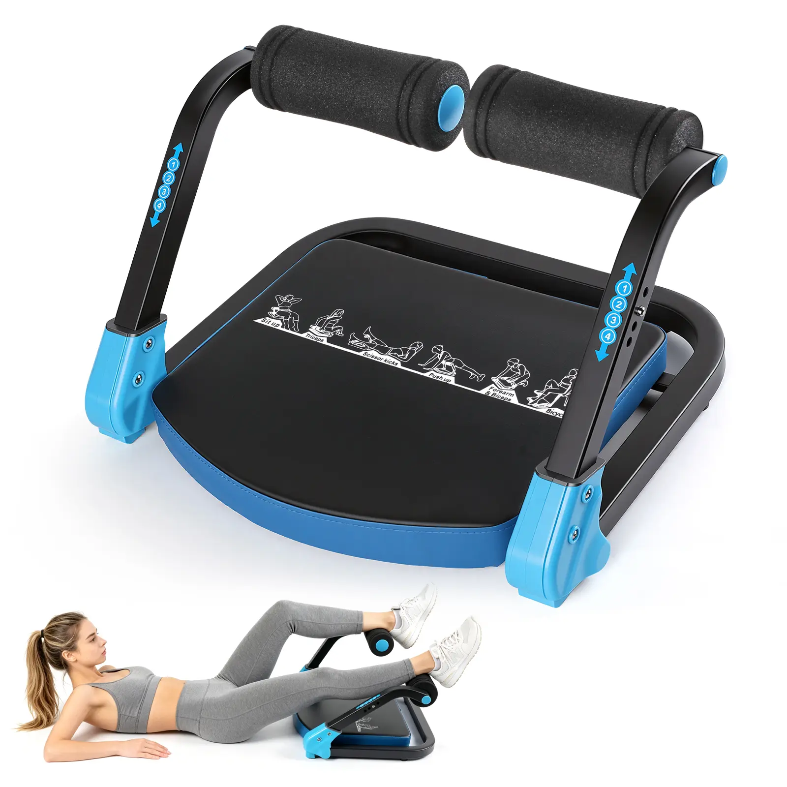 Ab Machine Ab Workout Equipment with 330 LBS Weight Capacity, Sit Up Machine & Exercise Equipment Ab Crunch Machine for Stomach Workout Ab Core Trainer Abdominal Machine for Home Gym with 4 Adjustable Resistance