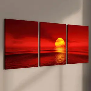 Sunset Landscape Pattern Canvas Painting Framed, 3 Counts/set Modern Art Wall Art, Artistic Wall Decor for Home Living Room Bedroom Office, Modern Home Decoration, Ornaments
