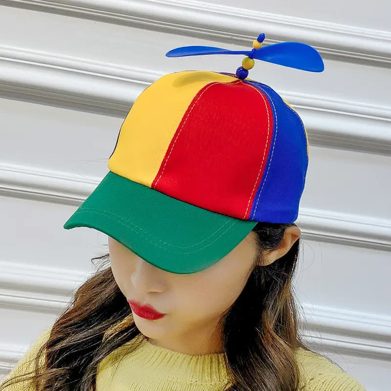 Propeller Baseball Hat, Fashionable Color Block Streetwear Cap, Cool Multi-Color Adjustable Headwear, Adjustable Streetwear Hat, Fashionable Hats