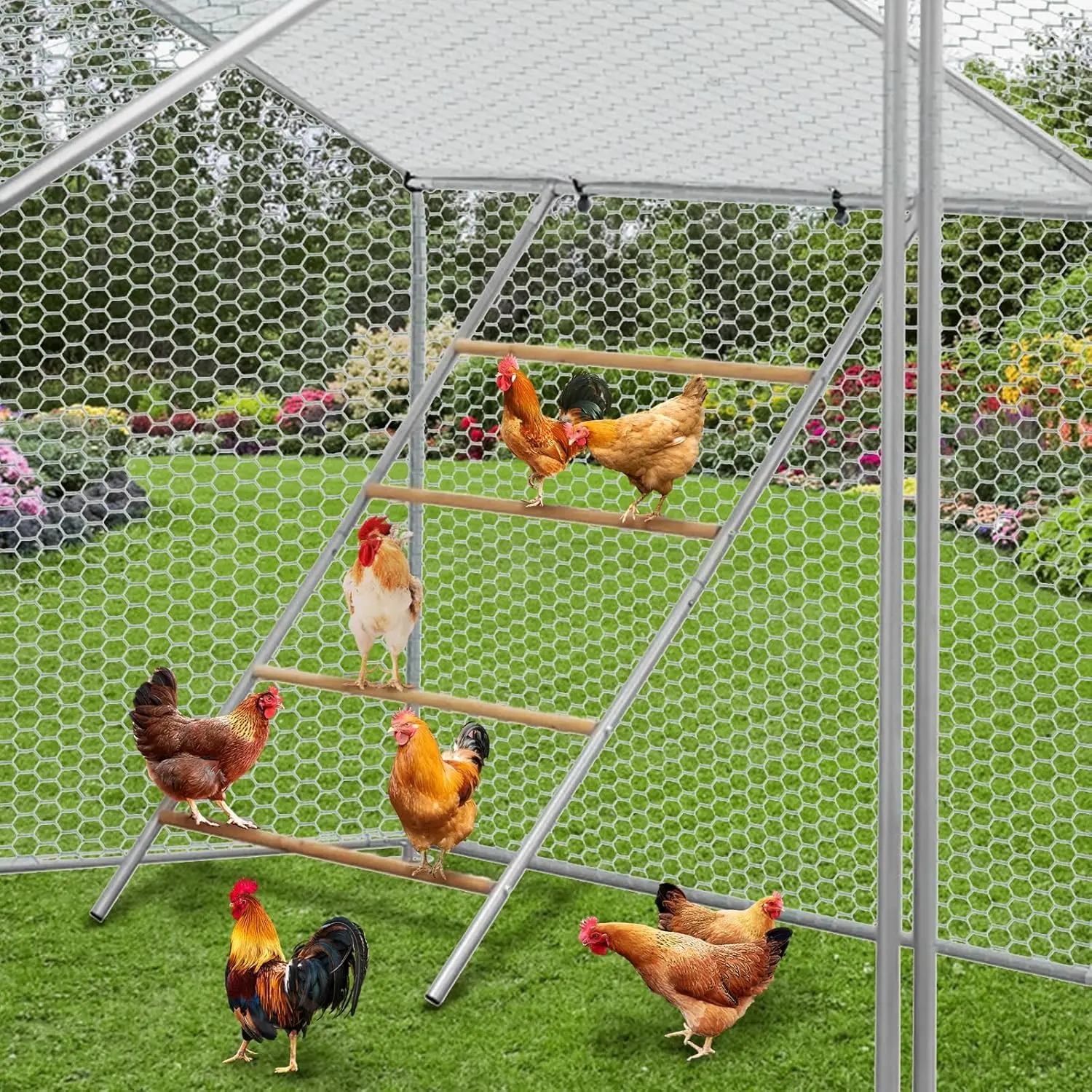 Roosting Bars for Chickens in Coop, Chicken Roosting Bars, Multi-Level Design, for 8-10 Chickens, for Backyard & Farm, Easy to Clean