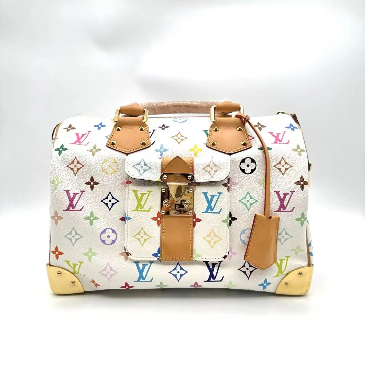 Pre-owned Louis Vuitton RL1 Monogram Multicolore Speedy 30 Handbag (White) 23812003