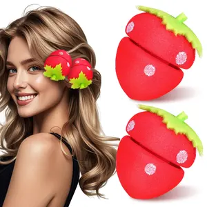 Garneck 18pcs Hair Rollers: Strawberry Shape Sponge Rollers For Women's Hair - Heatless Curls Overnight Soft Curlers To Sleep In - Night Sleep Hairstyling Tool