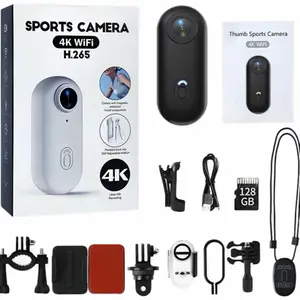 NUISK 128GB FHD 4K Mini Body Camera Compact Portable 360° Clip-on IPX7 Waterproof Wearable Action Cam with Thumb Size Button Design for Hands Free Recording Security Work Travel