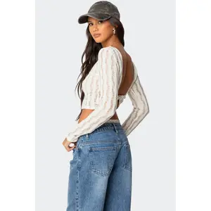 Twisted Back Textured Knit Top