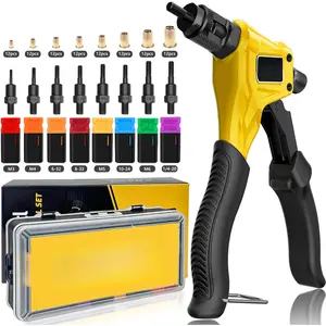 Rivet Nut Tool Kit, 8-Inch Hand Rivnut Tool for Tight Spaces, Nutsert Tool Kit with 96 count Rivnuts, 8 Metric & SAE Mandrels (M3-M6, 6-32, 8-32, 10-24, 1/4-20), Durable Carrying Case Included