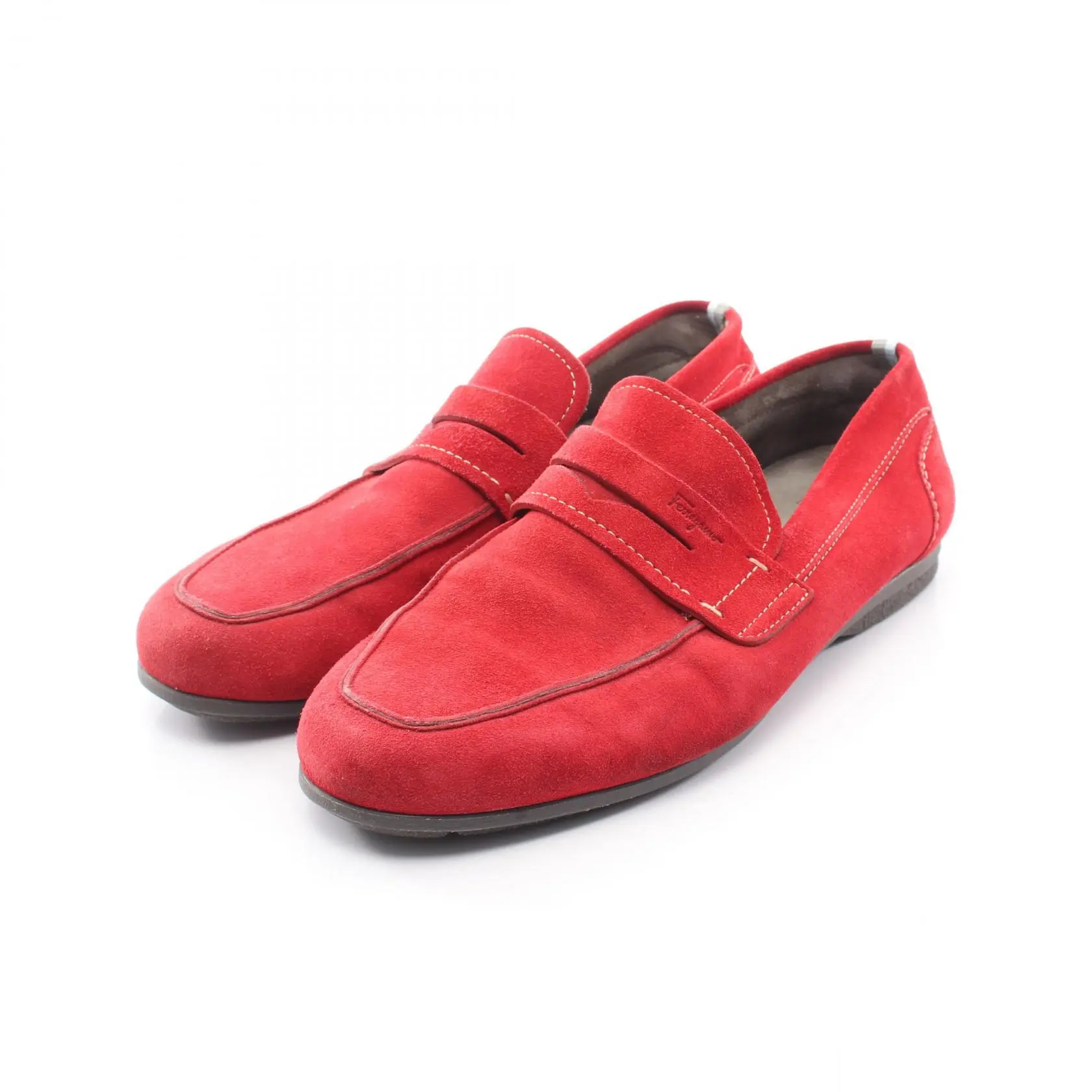 Pre-owned SALVATORE FERRAGAMO Suede Small Leather Goods Loafers