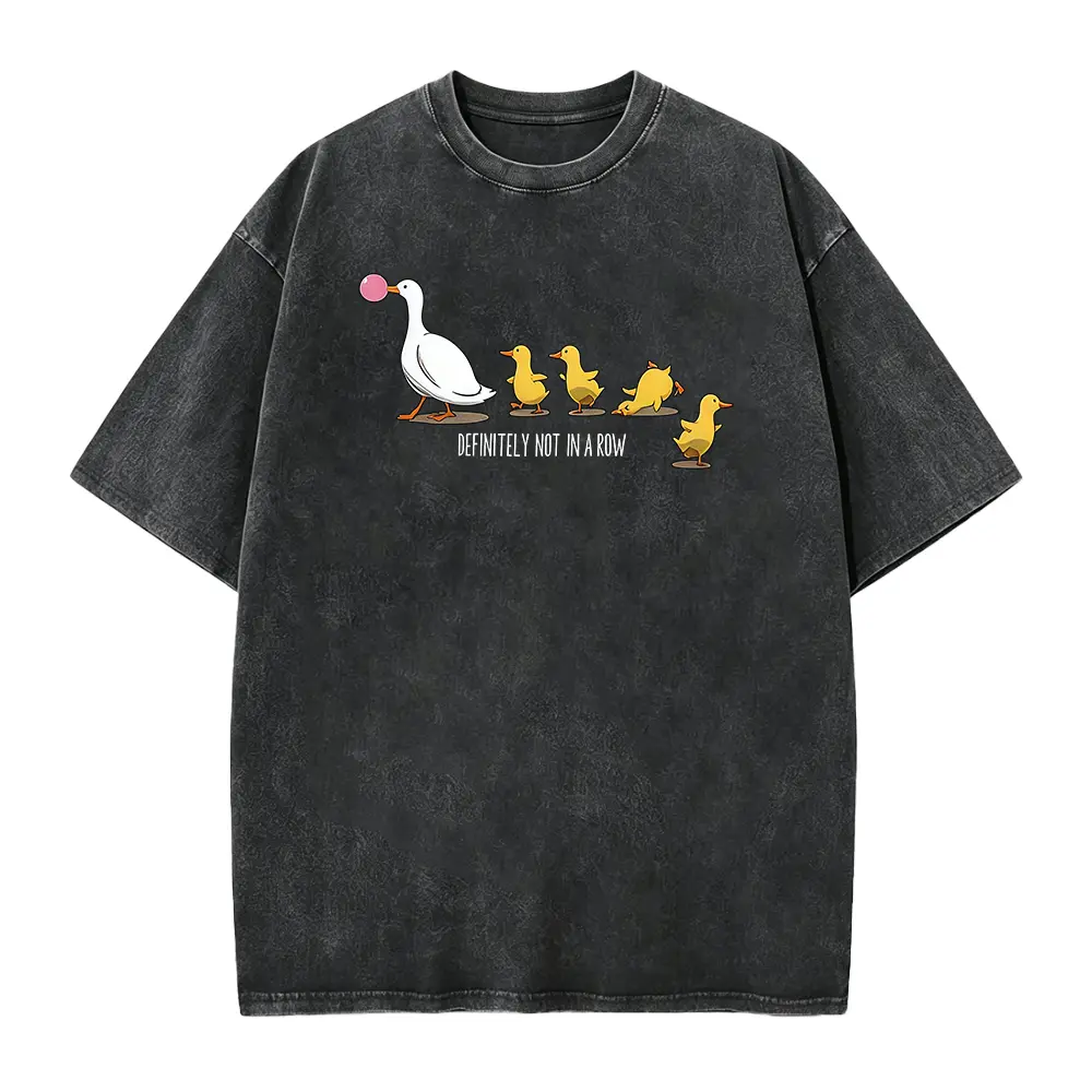 Fun Ducks: Definitely Not in a Row" — Stylish & Casual Women's Crew-Neck T-Shirt with Printed Pattern