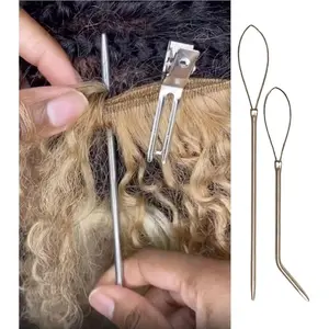 Illusion Crochet Needle Hook for Feather Crochet Hair Extensions, Human Hair Bundles, and Interlocking Locs (Set II)