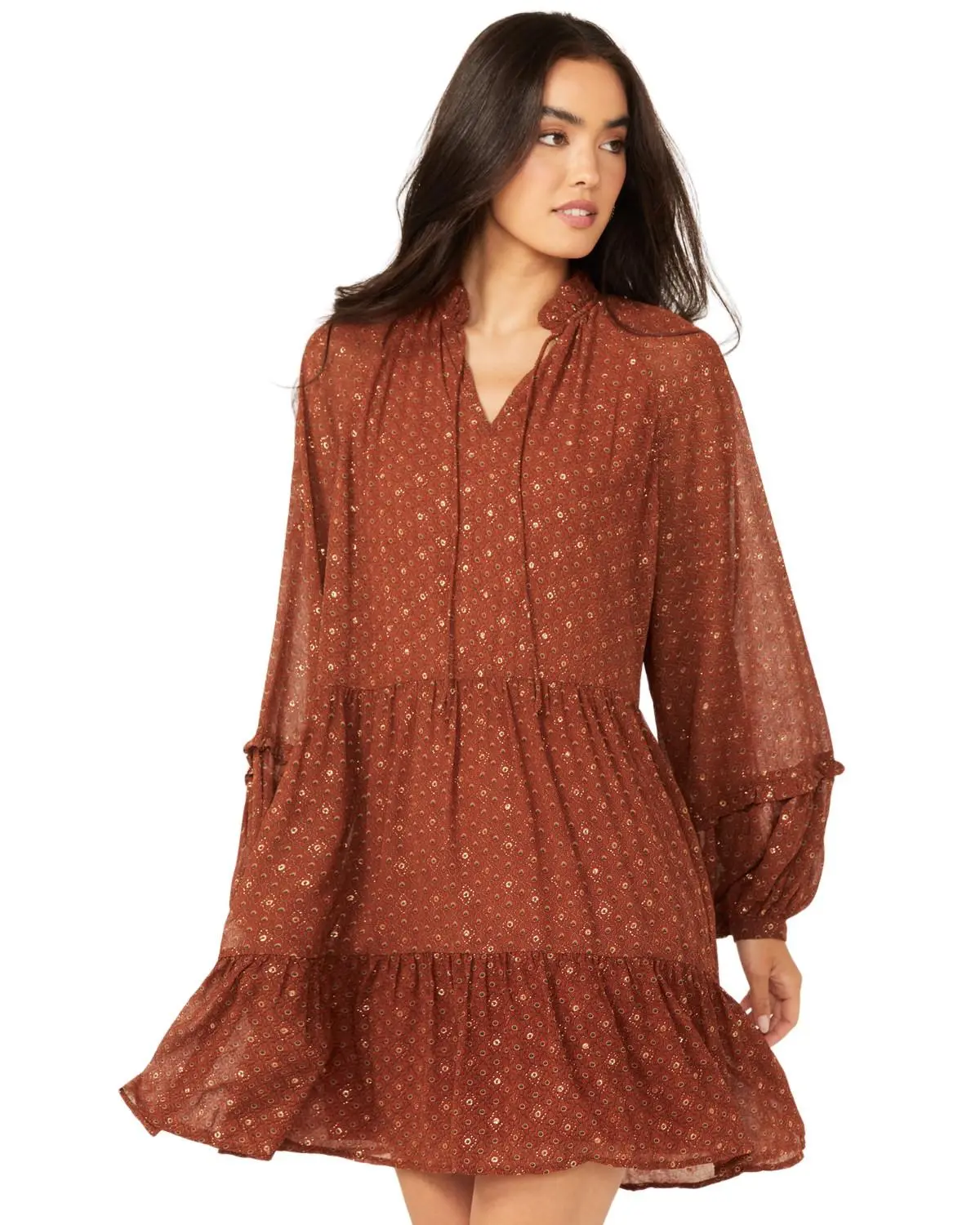 Molly Bracken Women's Long Sleeve Peasant Mini Dress - T1633abn