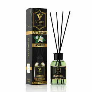 Jasmine Reed Diffuser Set - Luxury Reed Diffusers for Home, Bathroom, Bedroom, Powder Room - Long-Lasting, Natural Flower Scent Sticks - Decorative Home Fragrance Bottle - 110 ml (3.72 fl oz)