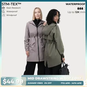 PUFFIT STM-TEX Waterproof Outdoor Hiking Mid Long Length Styles Waist Cinching Lightweight Fast Drying Jacket Raincoat Outdoor Lightweight Sports Jacket Shell Jacket,Spring Jacket,SpringStatements,Windbreaker,Dog Walking,School Running,Football Mum