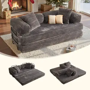 XIZZI 81" Boneless Couch with Fixed-Shape Frame, Folding Convertible Sofa Bed, Sectional Sofa Set, Loveseat Sleeper with Pull Out Bed, Lazy Sofa Modular Futon Couch for Living Room Bedroom Lounge Studio