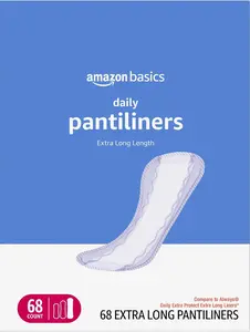 Daily Pantiliner, Extra Long Length, Thin Feminine Pads for Women, Unscented, Leak Protection, Daily Use, 68 Count (Previously Solimo)