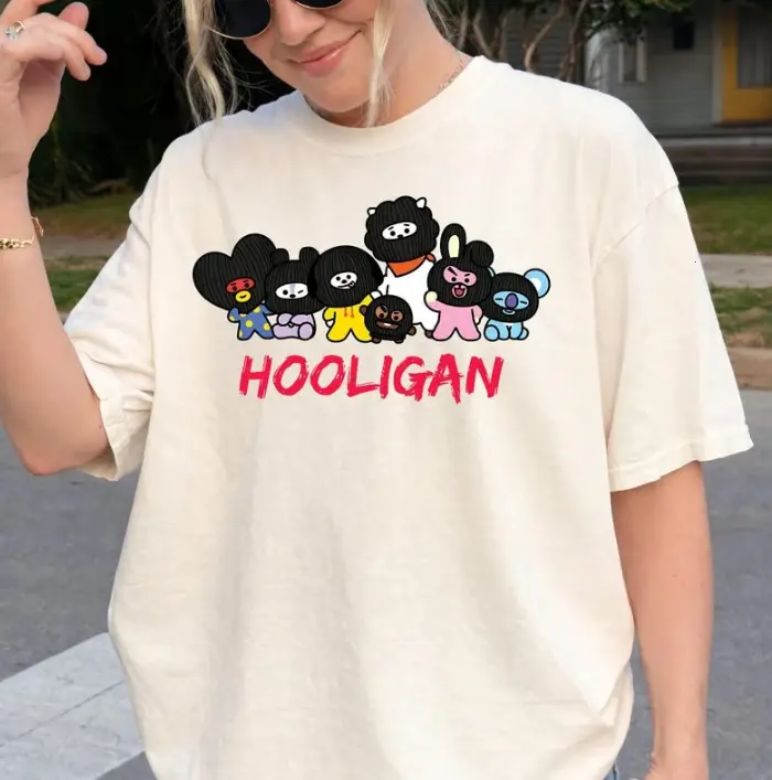 K-Pop Hooligan BT21 Cartoon Characters Tee, Arirang Album Retro 90s Shirt Unisex, Gifts For Fan