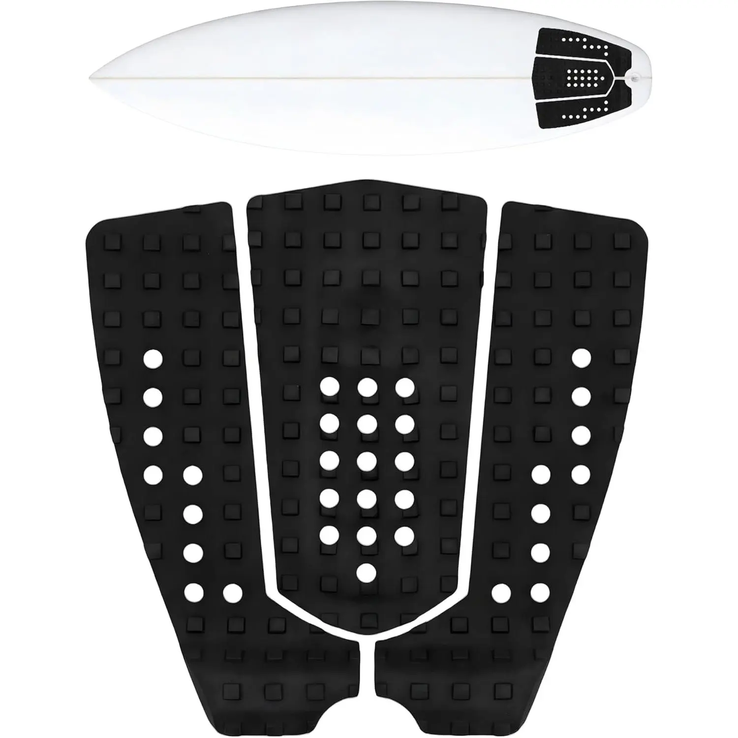 3-Piece Non-Slip EVA Surfboard Traction Tail Pad, Ultra Soft Strong Adhesive Deck Grip, Prevents Knee Chafing & Skin Irritation for Surfboards Skimboards Fish Boards