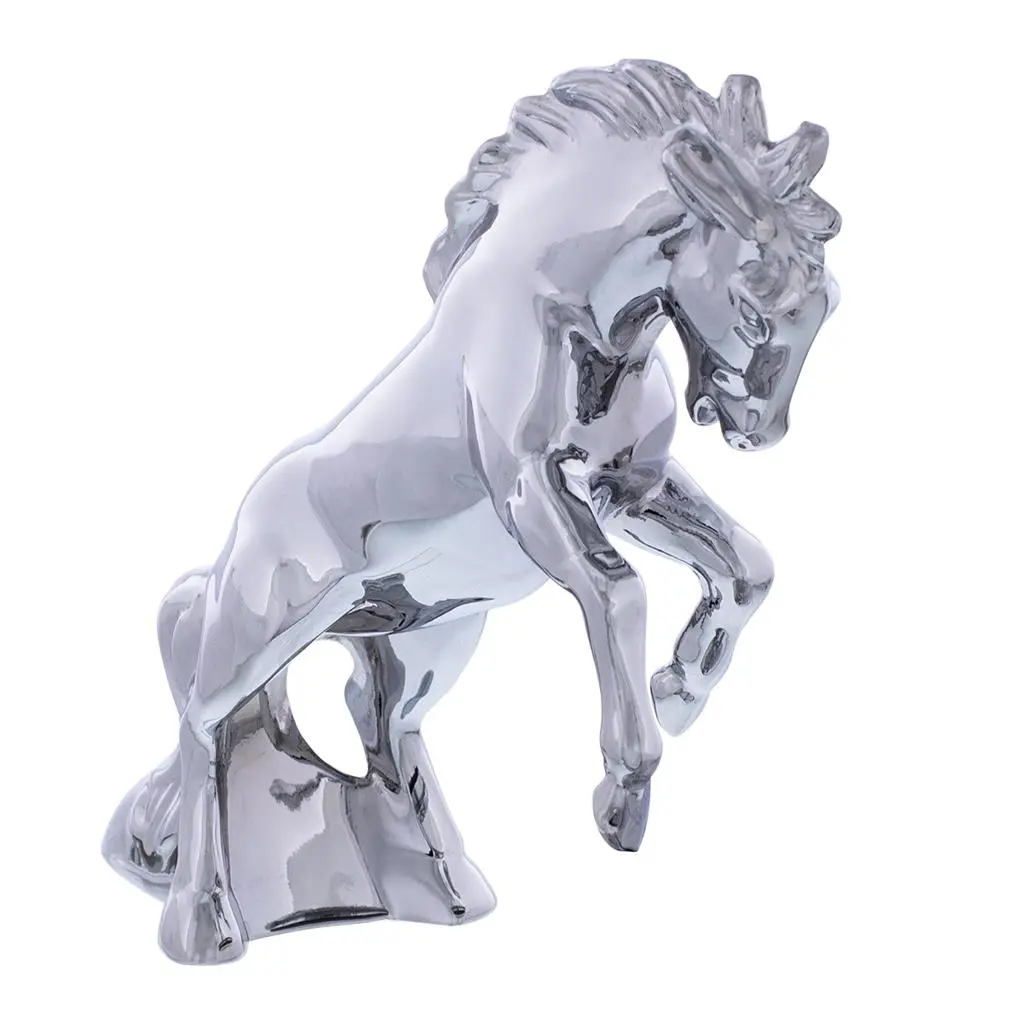 Die-Cast Fighting Stallion Hood Ornament - Chrome