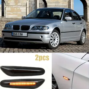 🔥💡 2Pcs BMW Side Marker Lights | Fits 1/3/5 Series X1 X3 E46 E90 E82 E88 E60 | Smoked/Clear Lens Yellow Light Plug&Play Waterproof Replace 63137253326 Led Car Lights
