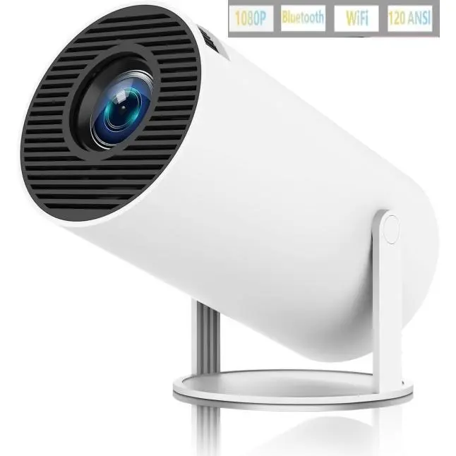 HY300  Mini Projector with WiFi Bluetooth Android 13 1080P Support, Auto Keystone Correction, Compact Design for Home Audio Portable Automatic Connection Noise Wireless