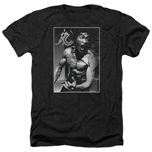 Bruce Lee Focused Rage Black Shirts US Size, Crewneck Trend Tee, retro Menswear Top