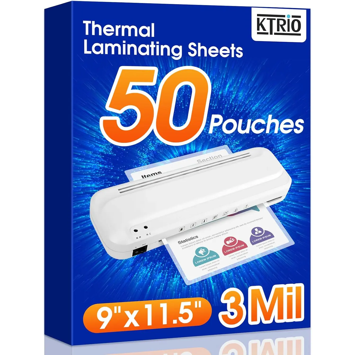 50 Pack Laminating Sheets 3 Mil, Hold 8.5 x 11 inch Documents, Menus