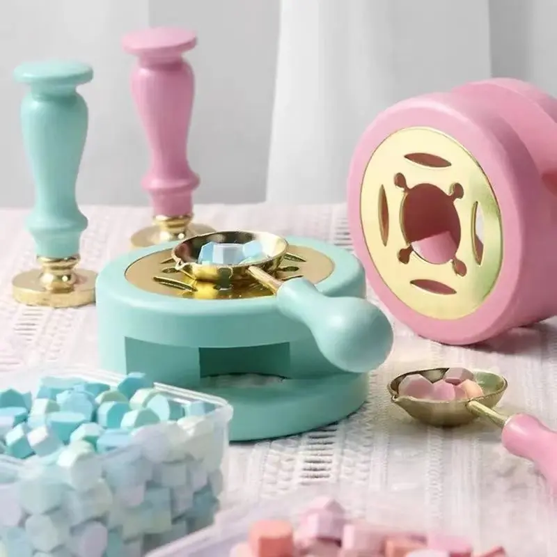 1pc wax seal heating frame; wax seal stamp sealing set; wax seal furnace with spoon; solid wood furnace heater; wax pot stick heater; Handmade Crafts; Handmade Gifts; Handcraft