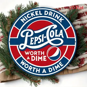 1pc 2D Retro Pepsi 7.87x 7.87inch Aluminum Sign - 3D Effect Metal Wall Art, for Burger Shops, Fast Food Restaurants, Bakeries, Coffee Shops, and Restaurants - Ideal Vintage garage signs, Mother's Day, New Year, Easter, Christmas Gift