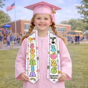 Personalized Kindergarten Graduation Stole, Custom Kids Graduation Sash, Class of 2026 Preschool Keepsake