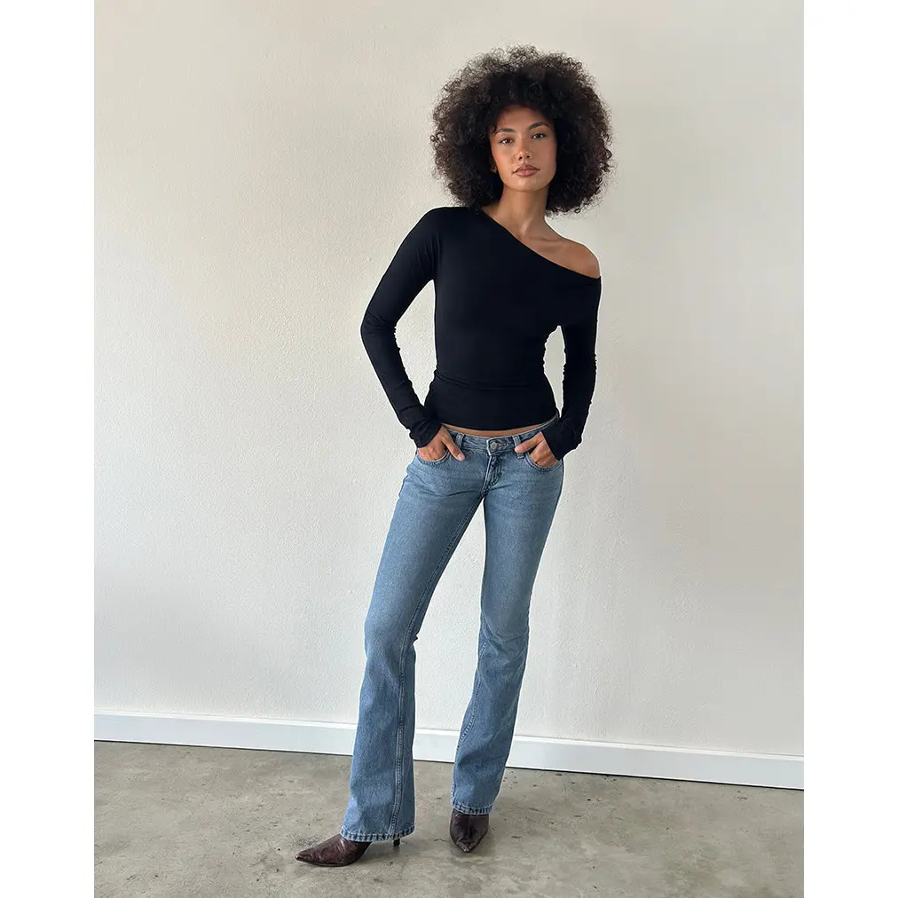 Ultra Low Rise Flare Jean in Slate Blue