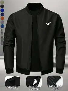 Men's Pilot Windbreaker Jacket, British Style Casual Baseball Collar Coat, Lightweight Retro Outdoor Commuter, Suitable for Camping, Hiking, Cycling