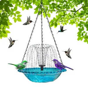 Outdoor Garden Floating Fountain Hanging Bird Feeder, Solar Fountain, Solar Hummingbird Feeder, Hanging Bird Bath with Bird Feeder, Garden Decor Supplies, Solar Bird Feeders