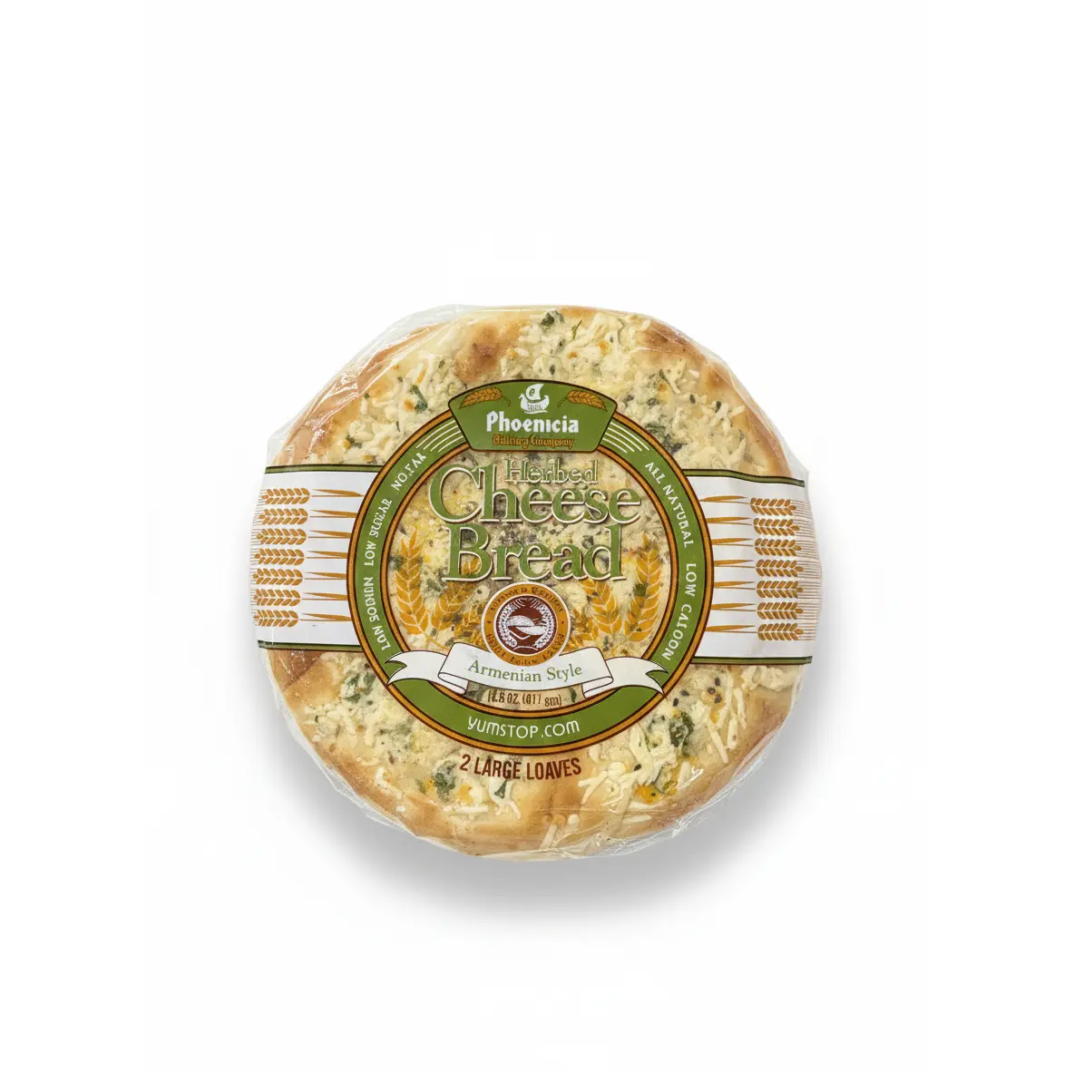 Frozen Authentic Levantine Flavor Herb-Infused Phoenicia Akawi Cheese Bread - Creamy, Milk-Containing, Bake-Friendly, Mediterranean Baking Traditions, 2 Pieces, 411g, Sharing-Ready