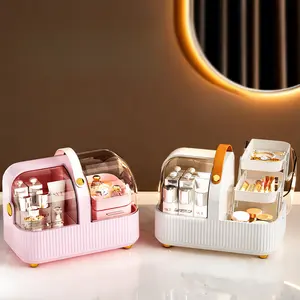 Portable Dust Cover Storage Box Practical Desktop Organizer Holder for Cosmetics Skincare Jewelry Perfume Collection