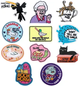 12 Pcs Cute Embroidered Patches Tactical Patches for Backpacks Military Patches Full Embroidery Patches for Backpacks Vests Jackets Jeans Hats