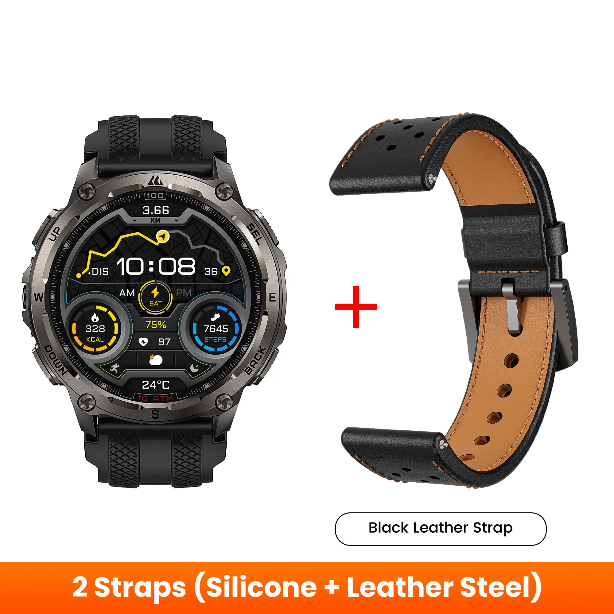 Silver+Leather Steel