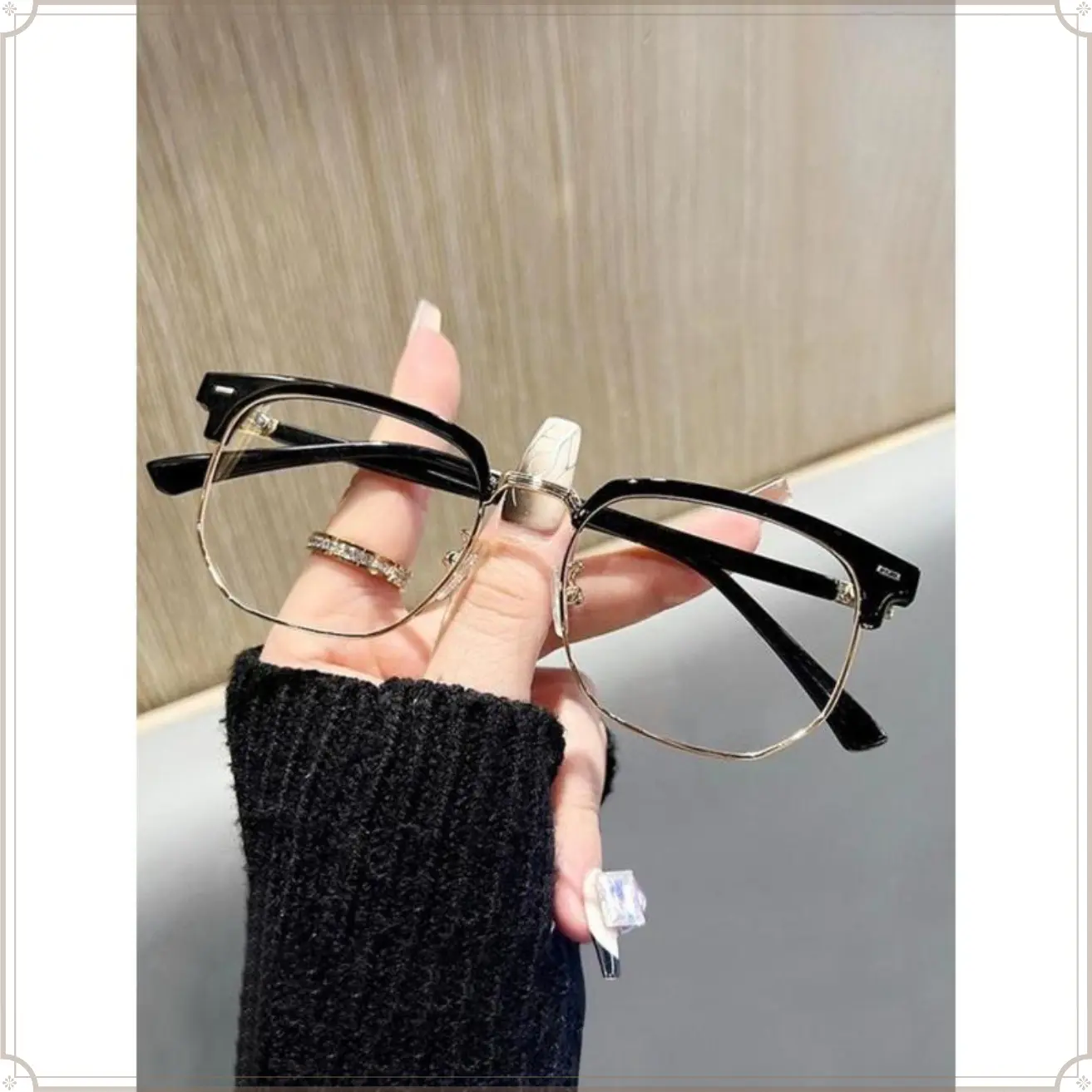 2026 Simple Design Metal Browline Square Eyeglasses for Everyday Use, Blue Light Blocking Eyewear, Stylish Unisex Frames, Fall Minimalist Casual High Quality Back To School Glasses