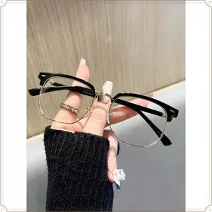 2026 Simple Design Metal Browline Square Eyeglasses for Everyday Use, Blue Light Blocking Eyewear, Stylish Unisex Frames, Fall Minimalist Casual High Quality Back To School Glasses