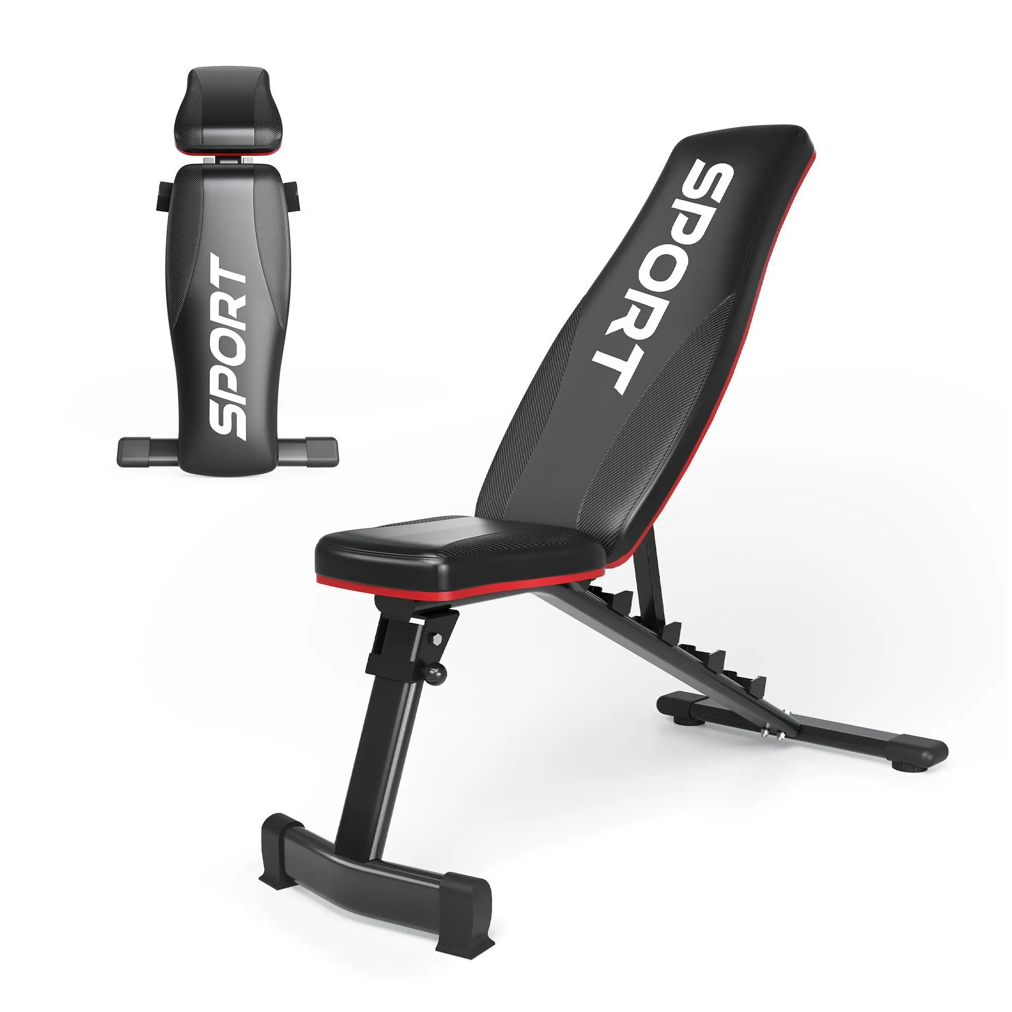 GARVEE Foldable Adjustable Weight Bench for Home Gym - 660LBS Heavy Duty, 5-Position Backrest Incline Decline Bench, 2-Second Fast Folding, Full Body Strength Training Sit Up Bench