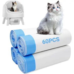 Lliner Replacement Compatible with Pet Pivot Autoscooper 11 Open-Top Self-Cleaning Cat Litter Box - 4 Rolls,Leak-Proof Drawstring Litter Bags Compatible with Petpivot(60 Count)