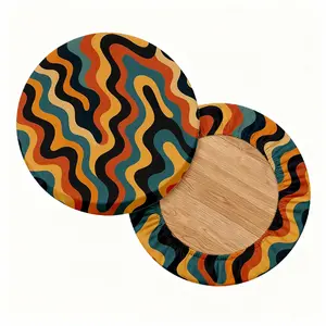 2/4/6/8PCS digital printing pattern of wave pattern universal elastic round stool cover for all seasons, elastic, bar chair cover, outdoor chair, small round cushion cover, suitable for restaurants, cafes and other scenes