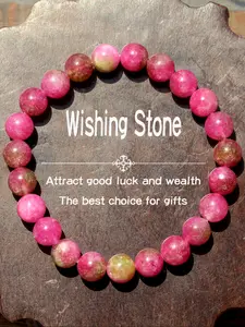 Women's Wishing Stone Elastic Beaded Bracelet, Ruby-zoisite Quartz Gemstone Jewelry, Perfect Gift for Women, Bring Good Luck Daily Wear Accessory, Valentine's Day and Christmas gifts, Beautiful Bracelets