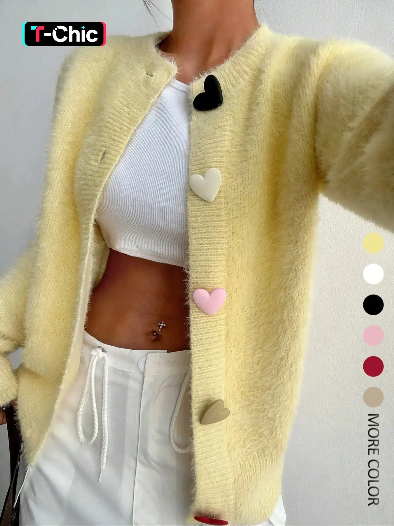 Women's Solid Color Graphic Heart Design Lightweight Fitted Cardigan, Elegant Chic Fashion Casual Button Front Sweater Coat for Daily Outdoor Wear, Women Knitwear for Fall & Winter Autumn Winter Wear, Knitting Tops Womenswear