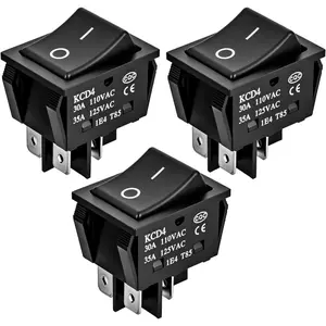 Niligft 3PCS DPST Rocker Switches 12V 30A/110V 35A/125VAC 4 Pin 2 Position Switch ON Off Toggle Switch KCD4 for Car Automotive Truck Boat Marine Off-Road fathersdaygift