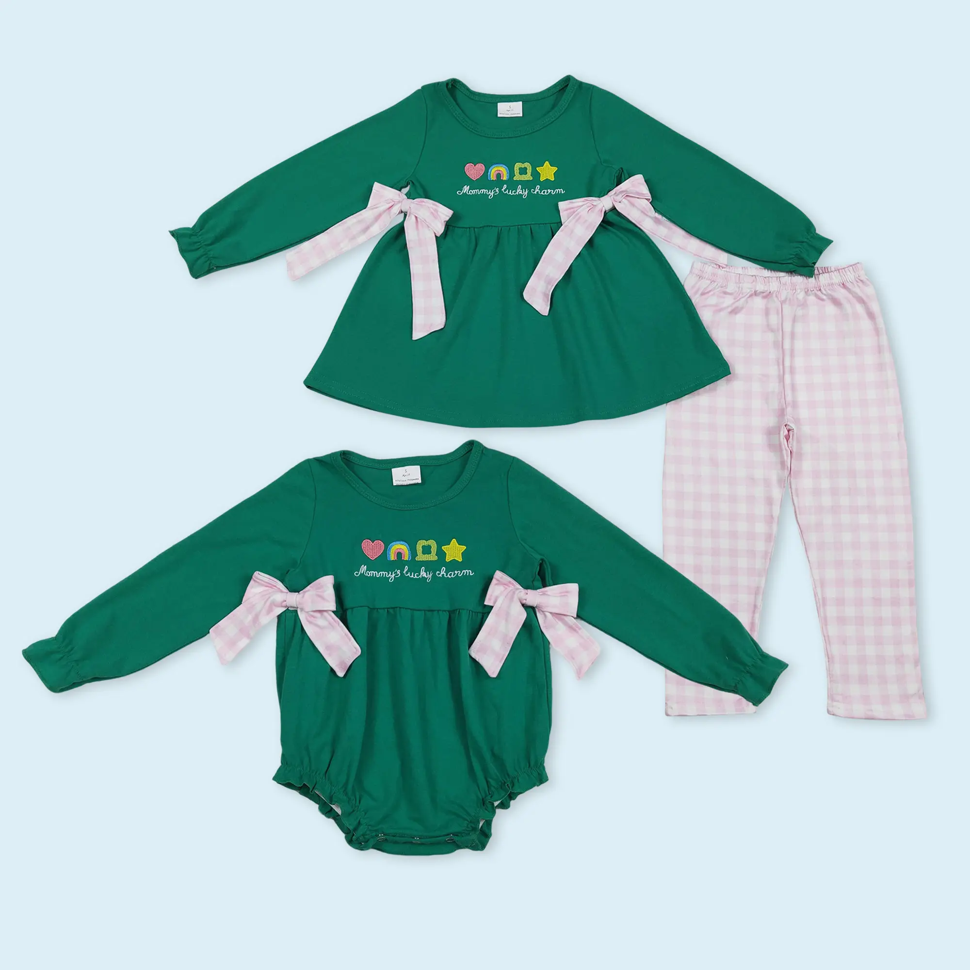 Saint Patrick's Day lucky charm kids girls long sleeve outfit