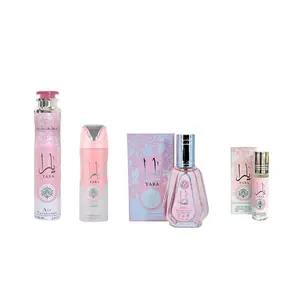 Lattafa Perfumes | 4pc Yara Set | Yara 50 ml + Yara Air Freshener 300 ml + Yara Body Spray 200 ml + Yara oil 10 ml | Women's Fragrance | Orchid - Gourmand Accord & Vanilla