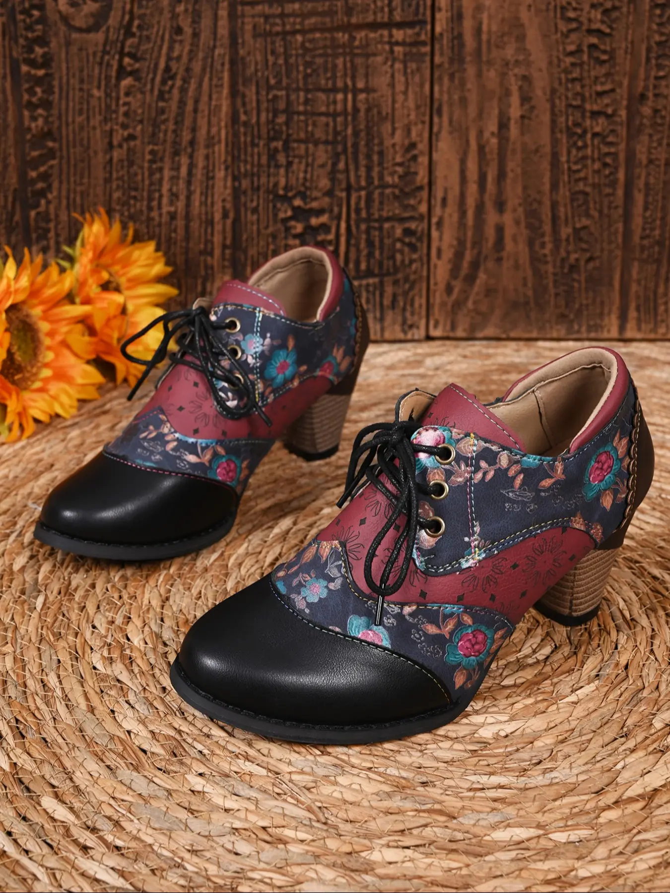 Women's Vintage Embroidered Ankle Boots, Embroidery Ankle Boot, Western Ankle Boots, Sexy High Heel Boots, PU Leather, Rubber, Fall & Winter Fashion, New Style Cowboy Design, Elegant Boot